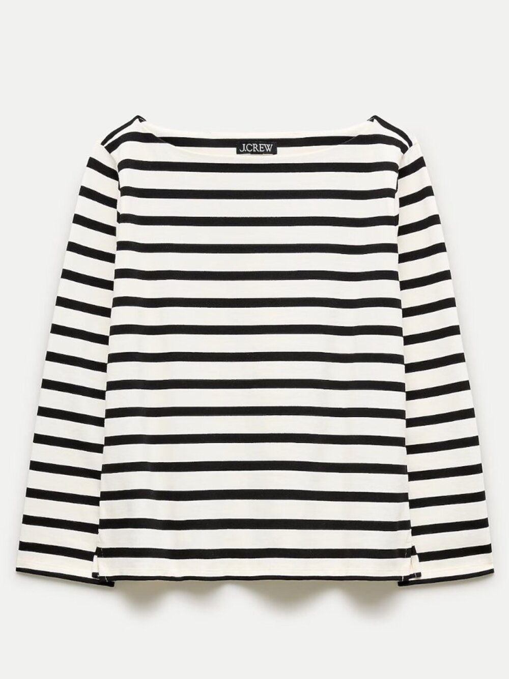 Boatneck T-shirt in striped heavyweight cotton